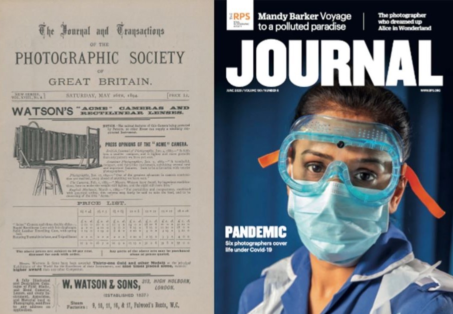Side-by-side image of a nineteenth-century and a twenty-first century RPS Journal.