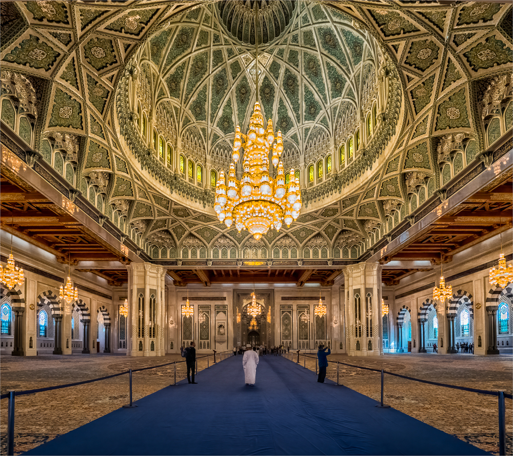 Sultan Qaboos Grand Mosque Main Prayer Hall, Oman by Sue Lambert