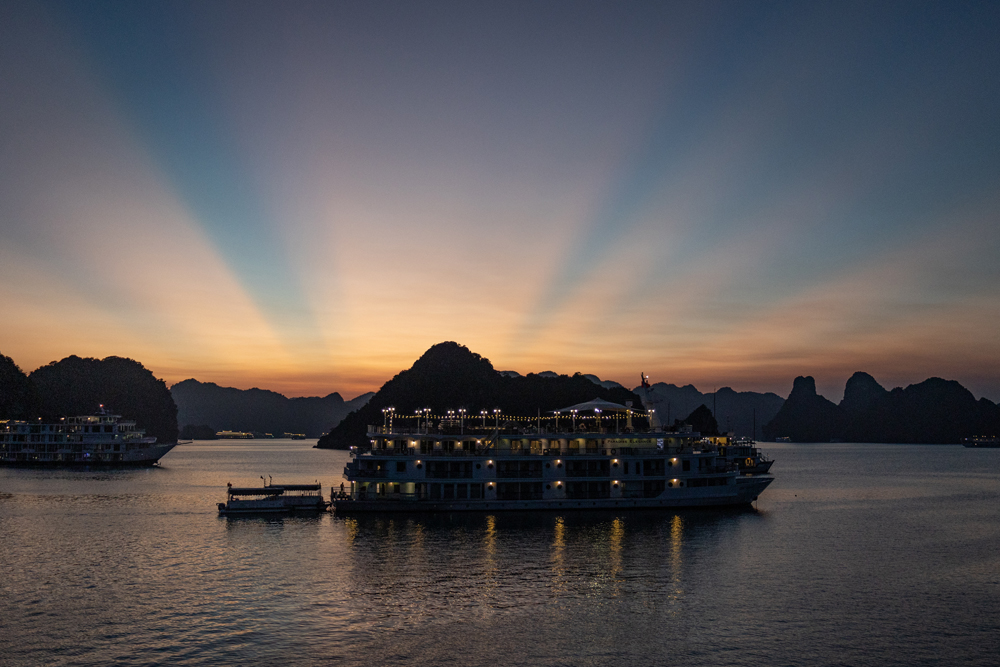 Crepuscular Rays, Halong Bay, Vietnam, by Penny Westmoreland