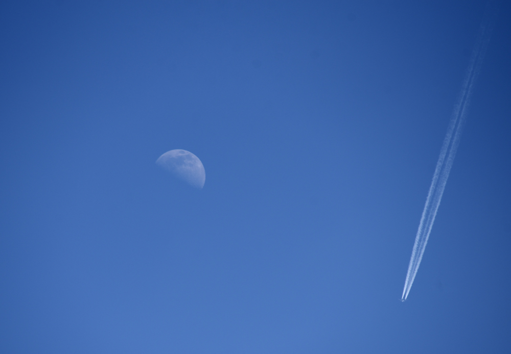 Moon And Contrail