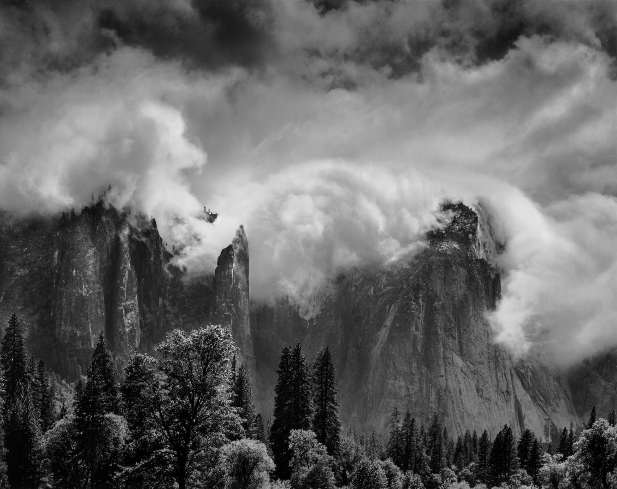 ‘Storm Engulfing The Cathedral Rocks, Yosemite Valley, 1970’ By Bruce Barnbaum