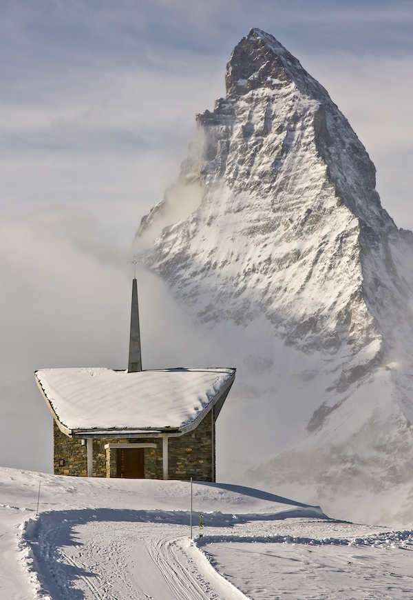 CX04 Alpine Church And Matterhorn Zermatt Switzerland RED