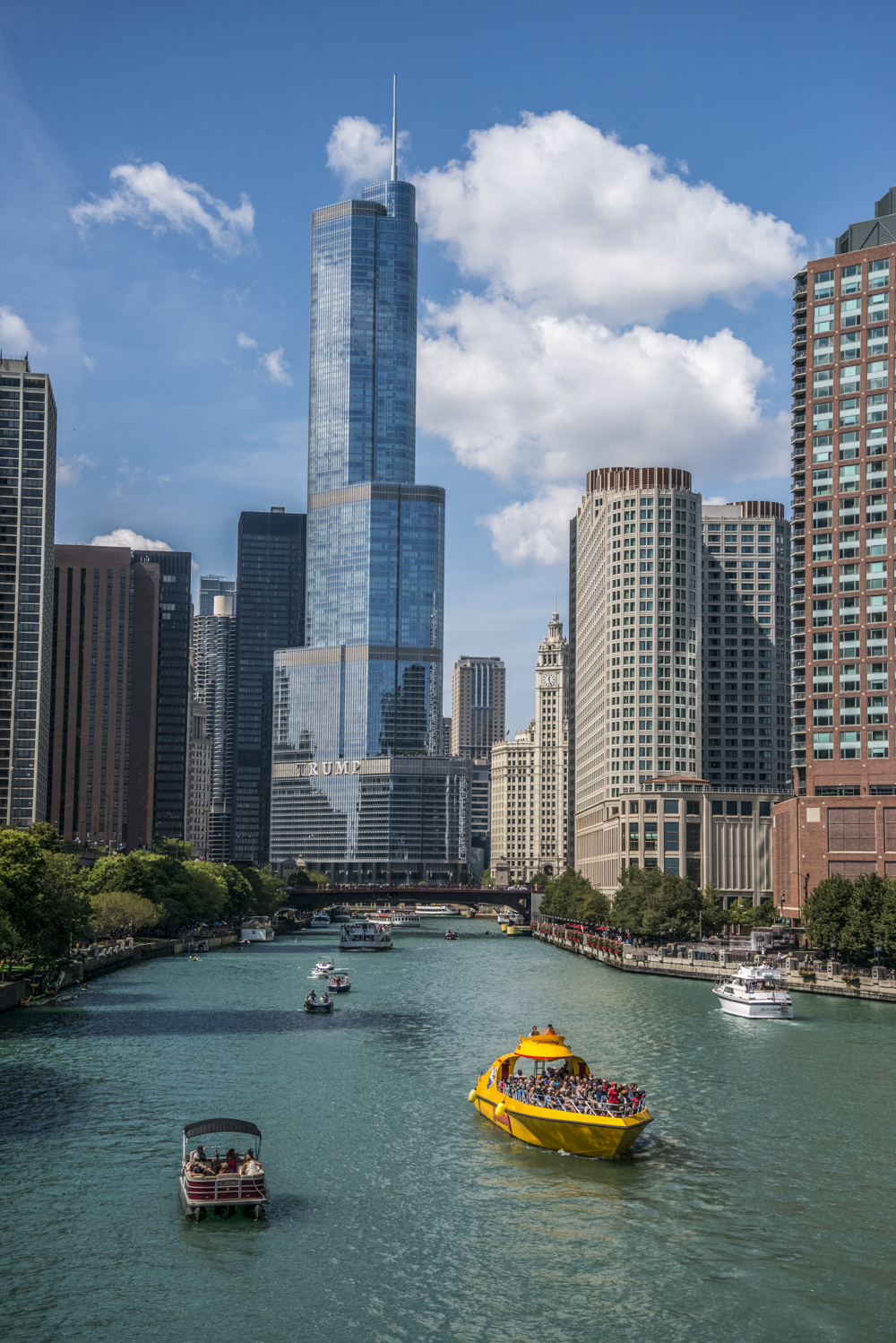 Chicago River And Trump Tower by Allan Hartley