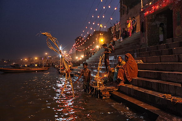 Evening Worship At The Varanasi Ghats