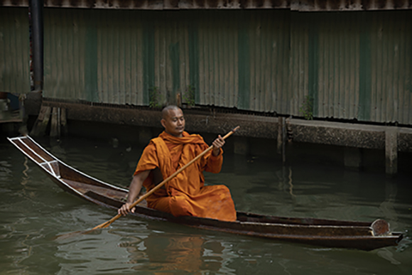 Buddhist Monk Afloat Thailand