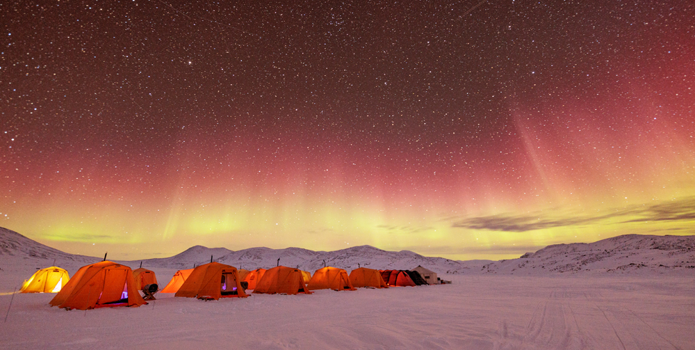 Aurora Over Camp, Baffin Island by Russell Miller
