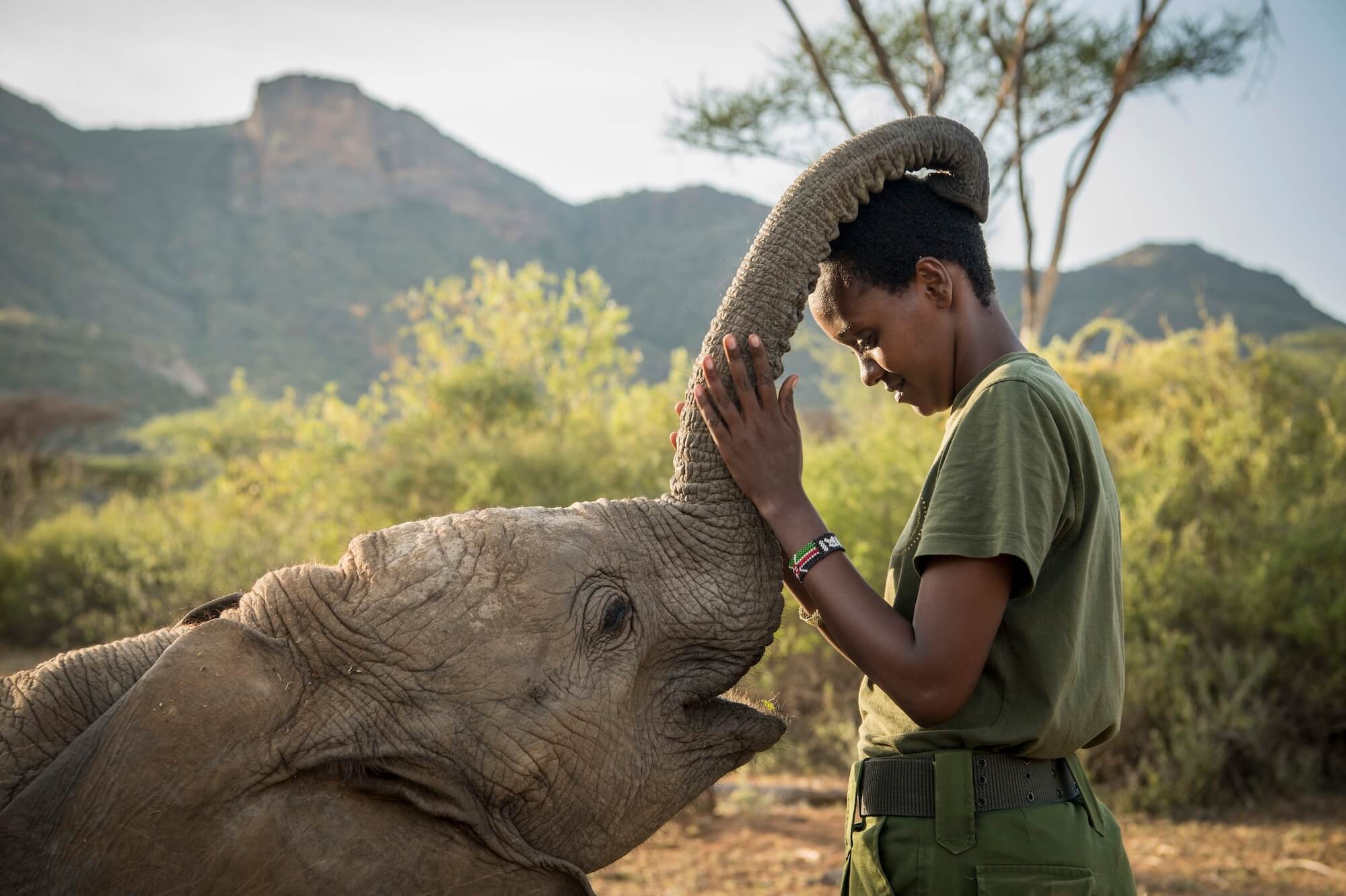 ‘Elephant Keeper Mary Lengees Looks After An Orphaned Calf At Reteti Elephant Sanctuary In Northern Kenya’ By Ami Vitale Honfrps