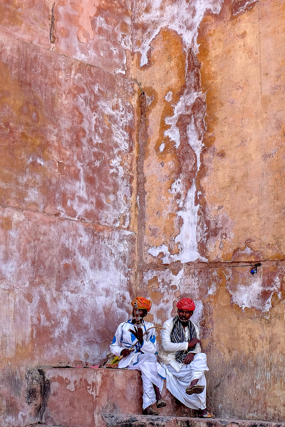 Red Turbans Relaxing Jaipur, India by Jane Tearle