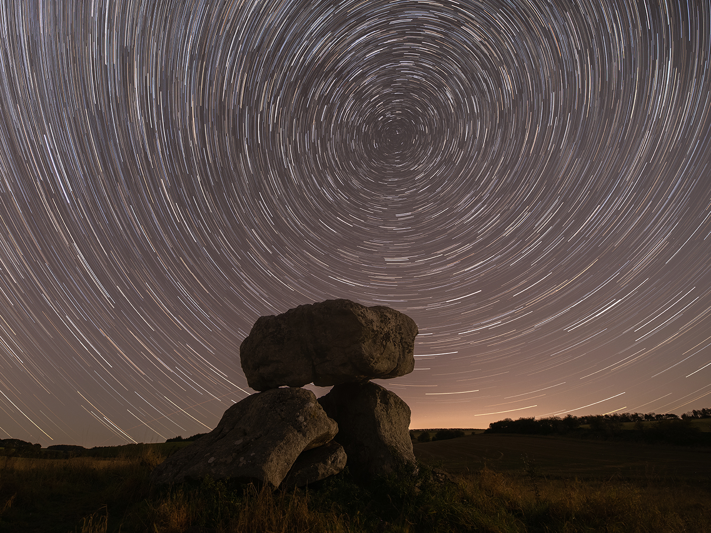 UK20 733 Star Trails Over Devil's Den, Wiltshire C Robert Harvey Www.Naturalworldphotography.Net