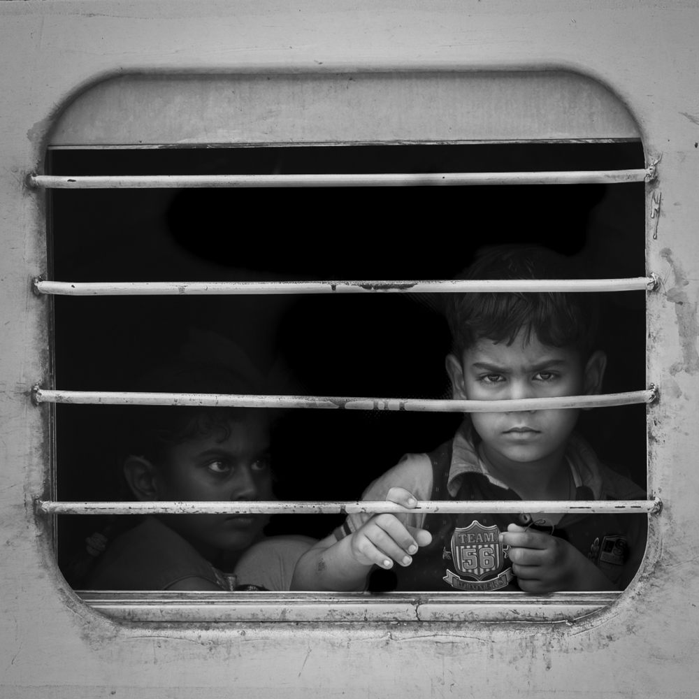 Looking, On a Train in India By Stu Thompson ARPS