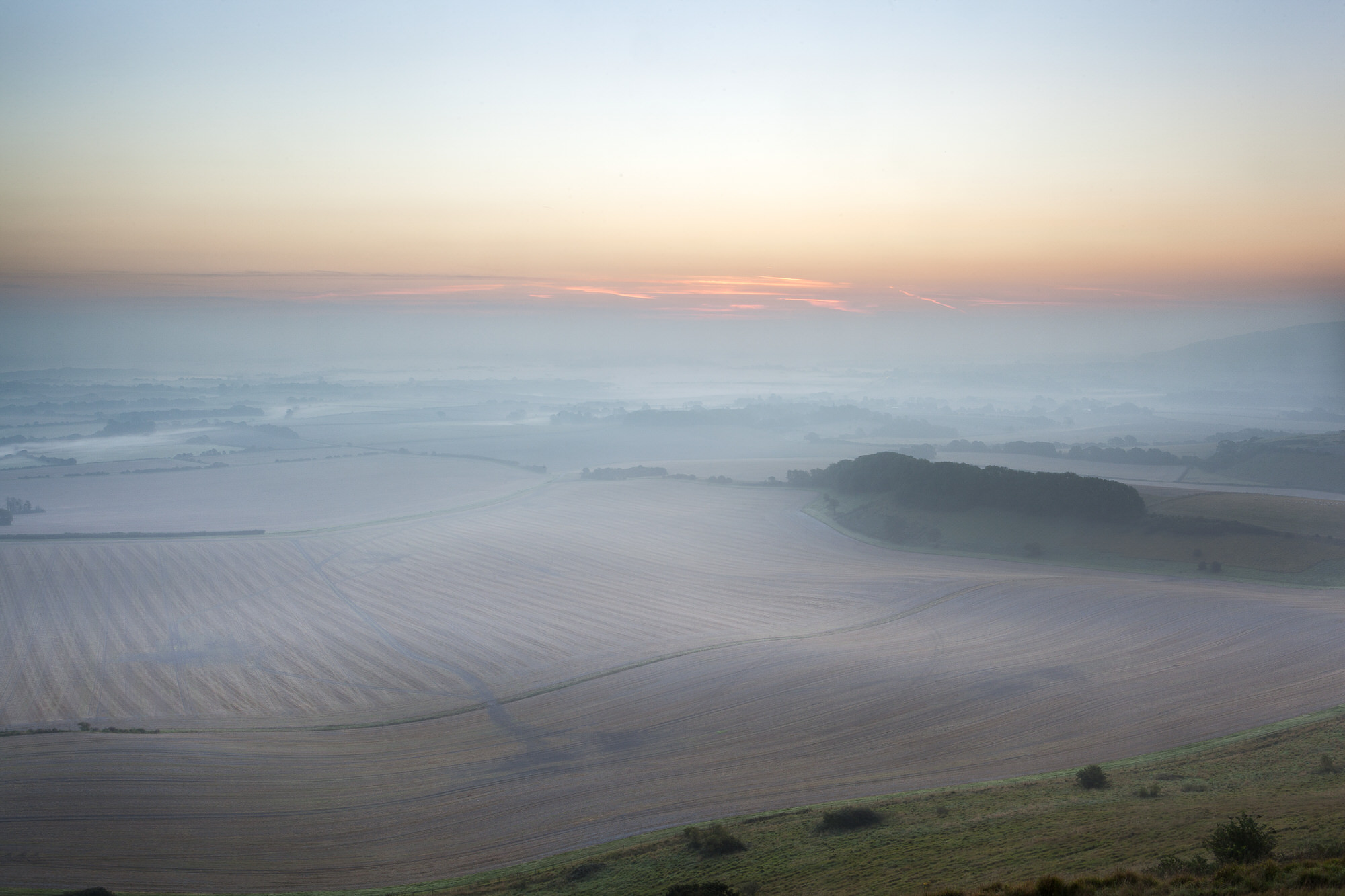Dawn Mist Over Berwick Fields